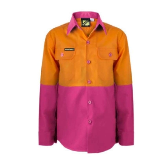 Picture of WorkCraft, Childrens, Shirt, Long Sleeve, Lightweight, Two Tone, Cotton Drill